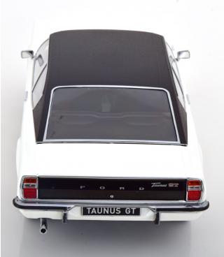 Ford Taunus GT Coupe 1971 weiß/mattschwarz mit Vinyldach   (eckige Scheinwerfer) KK-Scale 1:18 Metallmodell (Türen, Motorhaube... nicht zu öffnen!)