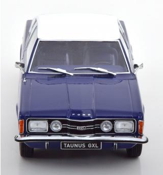 Ford Taunus GXL Coupe 1971 mit Vinyldach  dunkelblau/mattweiß KK-Scale 1:18 Metallmodell (Türen, Motorhaube... nicht zu öffnen!)
