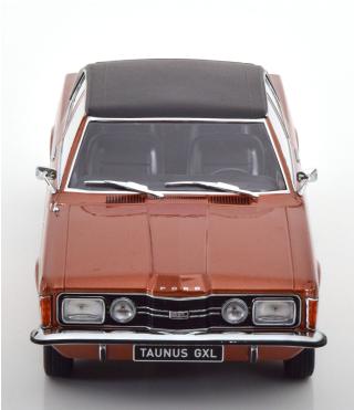 Ford Taunus GXL Coupe 1971 mit Vinyldach  braunmetallic/mattschwarz KK-Scale 1:18 Metallmodell (Türen, Motorhaube... nicht zu öffnen!)