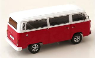 VW Bus T2b Bus rot/weiß 1972 mit Fuchs-Felgen KK-Scale 1:18 Metallmodell (Türen, Motorhaube... nicht zu öffnen!)