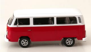 VW Bus T2b Bus rot/weiß 1972 mit Fuchs-Felgen KK-Scale 1:18 Metallmodell (Türen, Motorhaube... nicht zu öffnen!)