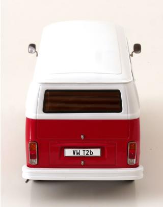 VW Bus T2b Bus rot/weiß 1972 mit Fuchs-Felgen KK-Scale 1:18 Metallmodell (Türen, Motorhaube... nicht zu öffnen!)