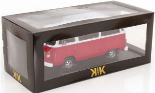 VW Bus T2b Bus rot/weiß 1972 mit Fuchs-Felgen KK-Scale 1:18 Metallmodell (Türen, Motorhaube... nicht zu öffnen!)