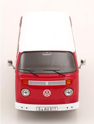 VW T2b Bus 1972 rot/weiß Porsche Renndienst KK-Scale 1:18 Metallmodell (Türen, Motorhaube... nicht zu öffnen!)