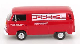 VW T2b Kastenwagen 1972 Porsche Renndienst rot KK-Scale 1:18 Metallmodell (Türen, Motorhaube... nicht zu öffnen!)