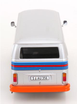 VW T2b Kastenwagen 1972 Porsche Martini Racing silber KK-Scale 1:18 Metallmodell (Türen, Motorhaube... nicht zu öffnen!)