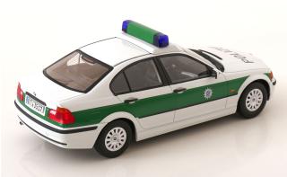 BMW 3er E46 Limousine Polizei  Bayreuth 1999 weiß/grün KK-Scale 1:18 Metallmodell (Türen, Motorhaube... nicht zu öffnen!)