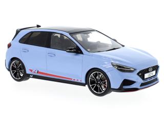 Hyundai i30 N, hellblau, 2021 MCG 1:18 Metallmodell, Türen und Hauben nicht zu öffnen