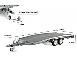 Autotransporter Anhänger Ellebi  silber Laudoracing 1:18 Resinemodell (Türen, Motorhaube... nicht zu öffnen!)