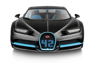 Bugatti Chiron schwarz/blau \"42\" (0-400-0 in 42 Sekunden) Burago 1:18