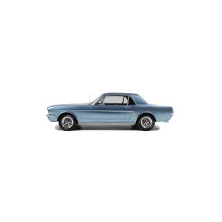 Ford Mustang V8 Hardtop Silver Blue Pony 1965 OttO mobile 1:12 Resinemodell (Türen, Motorhaube... nicht zu öffnen!)