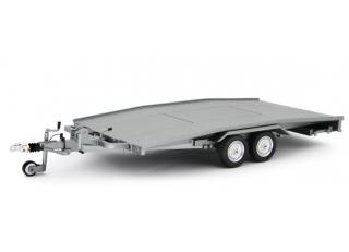 Autotransporter Anhänger Ellebi  silber Laudoracing 1:18 Resinemodell (Türen, Motorhaube... nicht zu öffnen!)