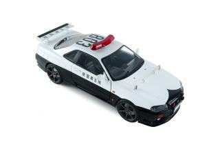NISSAN SKYLINE GT-R (BNR34) JAPANESE POLICE WHITE 1999 S1804317 Solido 1:18 Metallmodell