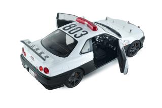 NISSAN SKYLINE GT-R (BNR34) JAPANESE POLICE WHITE 1999 S1804317 Solido 1:18 Metallmodell