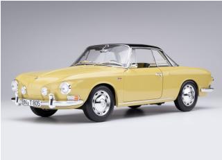 Volkswagen Karmann Ghia Typ 34 Manila yellow / black top \"Limited 1000 pieces\" - Sticker on the box Norev 1:18 Metallmodell 2 Türen, Kofferraum und Motorhaube  zu öffnen!