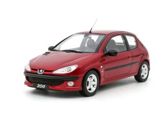 Peugeot 206 S16 1999 rot Rouge Lucifer EKQ OttO mobile 1:18 Resinemodell (Türen, Motorhaube... nicht zu öffnen!)