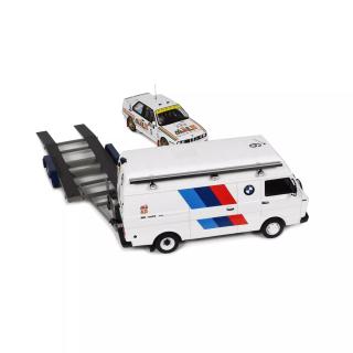 Pack BMW M3 Gr.A Rally + Volkswagen LT Assistance + Autotransportanhänger Rallye 1000 Lakes 1988 Ari Vatanen /  Bruno Berglund  OttO mobile 1:18 Resinemodell (Türen, Motorhaube... nicht zu öffnen!)