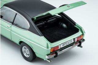 Ford Capri II Ghia 3.0 (1974 - 1977)  - mediteran green with vinyl top black  Limitiert auf 612 Stück! Touring Modelcars 1:18 Metallmodell 2 Türen, Motorhaube und Kofferraum zu öffnen!