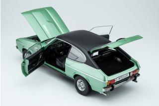 Ford Capri II Ghia 3.0 (1974 - 1977)  - mediteran green with vinyl top black  Limitiert auf 612 Stück! Touring Modelcars 1:18 Metallmodell 2 Türen, Motorhaube und Kofferraum zu öffnen!