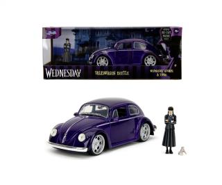 VW Käfer Volkswagen Beetle 1972  \"Wednesday\"  mit Wednesday Figur (7 cm) & Eiskaltem Händchen Jada 1:24