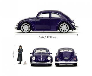 VW Käfer Volkswagen Beetle 1972  \"Wednesday\"  mit Wednesday Figur (7 cm) & Eiskaltem Händchen Jada 1:24