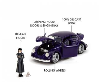 VW Käfer Volkswagen Beetle 1972  \"Wednesday\"  mit Wednesday Figur (7 cm) & Eiskaltem Händchen Jada 1:24