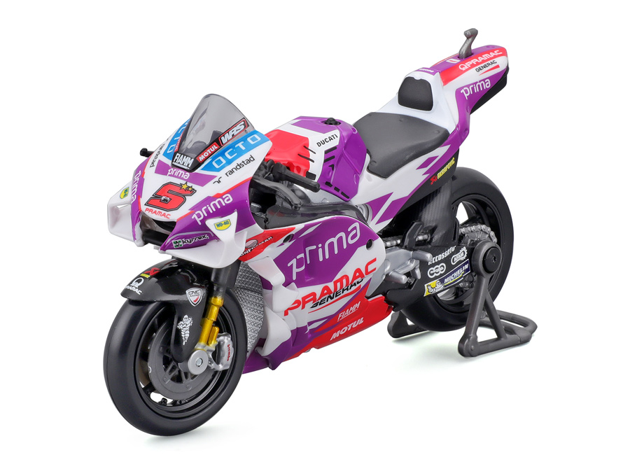 Voiture miniature Ducati Desmosedici 05 MotoGP 2022 JOHANN ZARCO Pramac Racing Maisto 118 sur