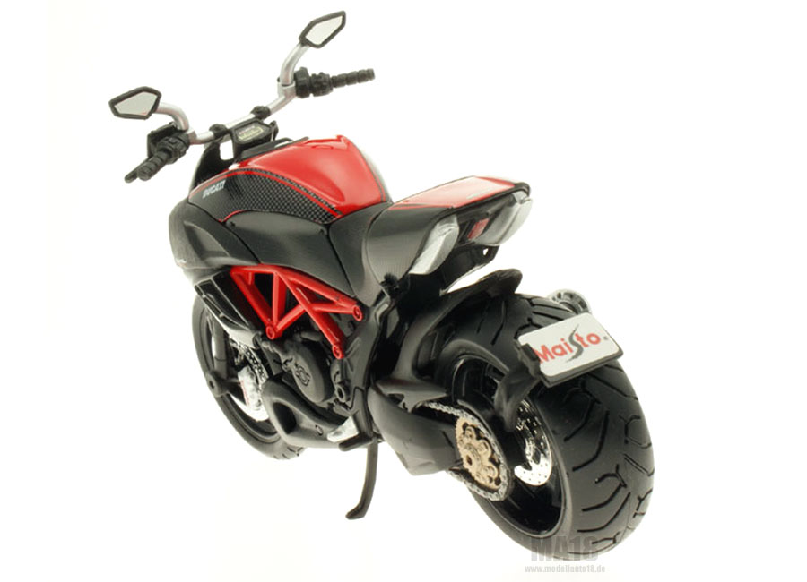 Motorrad 1:12 Ducati Diavel Carbon rot schwarz von Maisto mit Wunschkennzeichen 