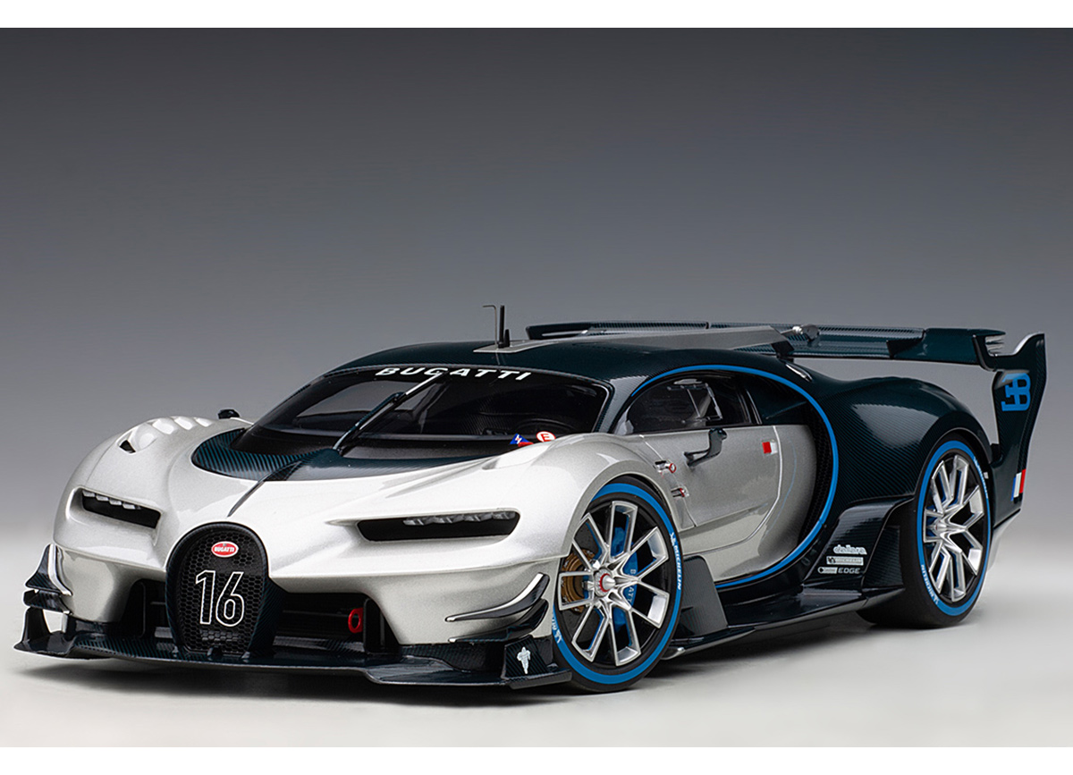 Modellauto Bugatti Vision Gran Turismo 15 Silver Blue Carbon Composite Model 2 Door Openings Autoart 1 18 Bei Modellauto18 De