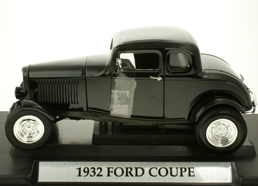 Ford Coupe 1932 Hot Rod schwarz mit Motorhaube Modellauto 1:18 Motormax